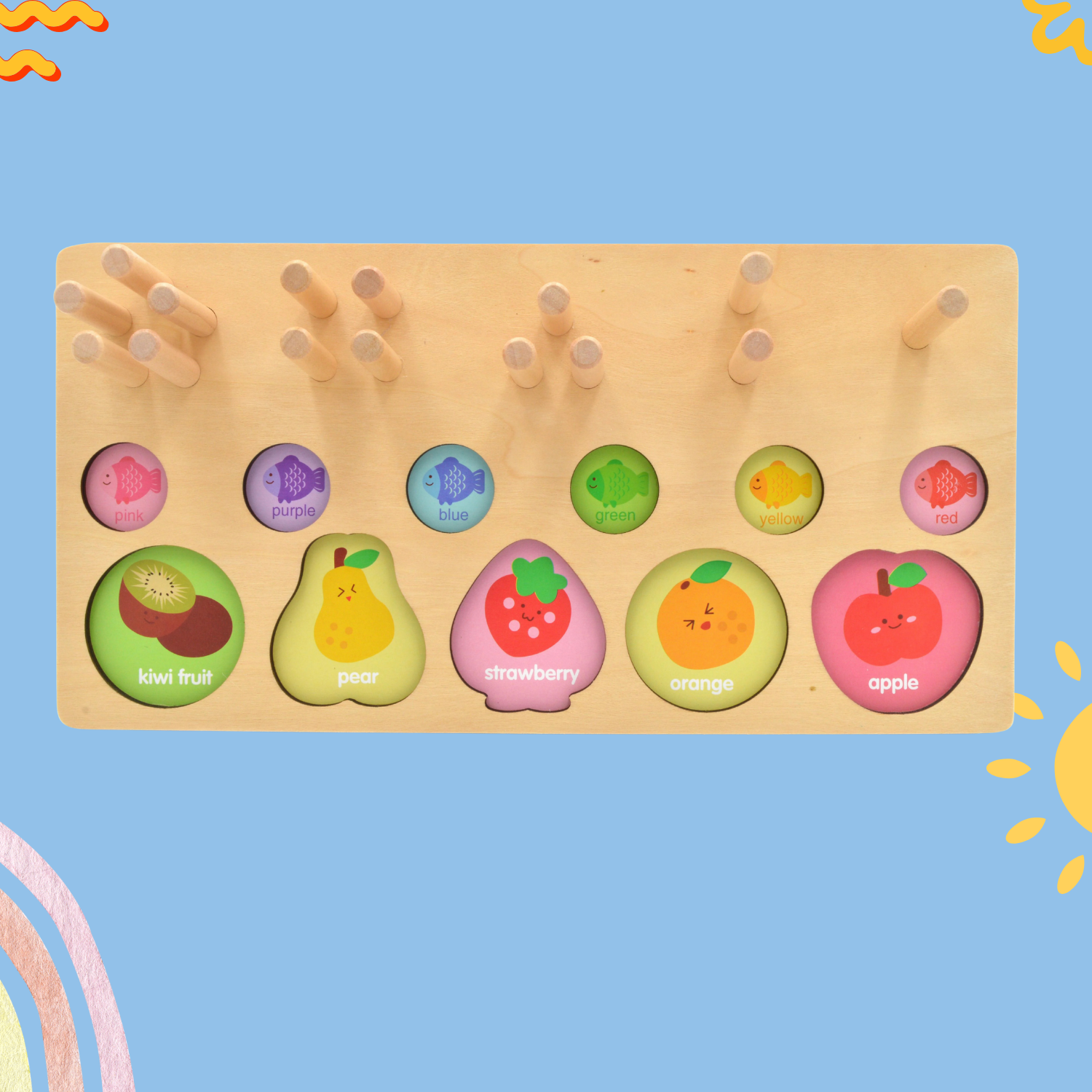 Монтессорі сортер з риболовлею та фруктами